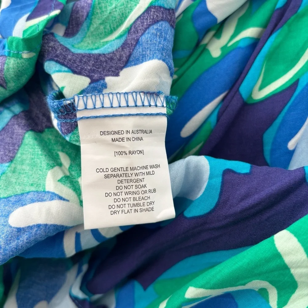 Abel the Label Blue Green Floral Tropical Halter Dress Charlotte Size Small NWT - Picture 7 of 12